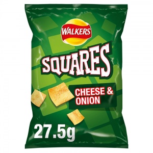 Walkers Squares Cheese & Onion Crisps 27.5g (32 Pack)