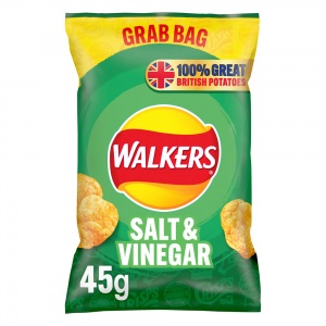 Walkers Salt & Vinegar Crisps Grab Bag 45g (32 Pack)