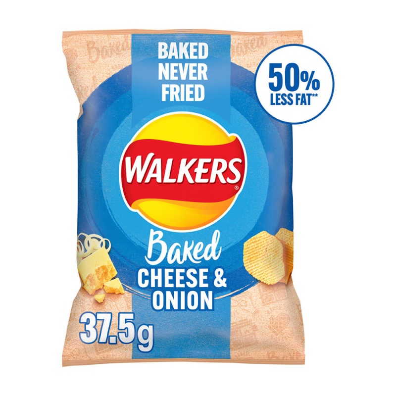Walkers Baked Cheese & Onion Potato Crisps 37.5g (32 Pack)
