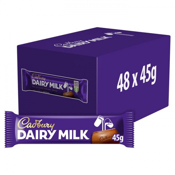 Cadbury Dairy Milk Chocolate Bar 45g (48 Pack)