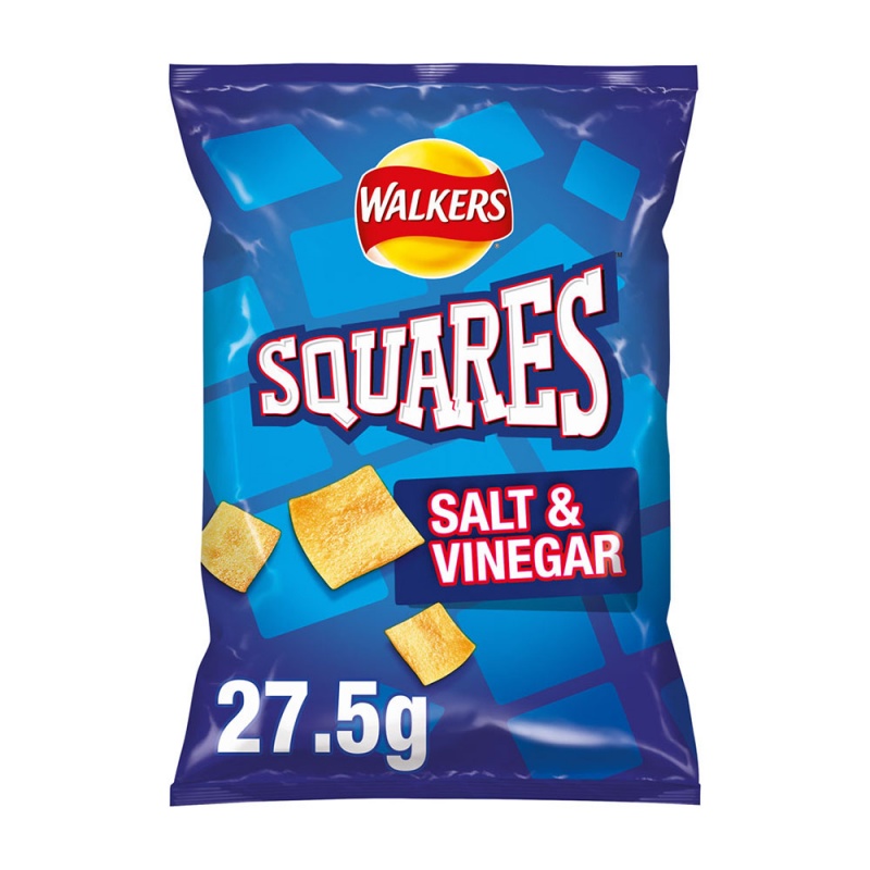 Walkers Squares Salt & Vinegar Crisps 27.5g (32 Pack)