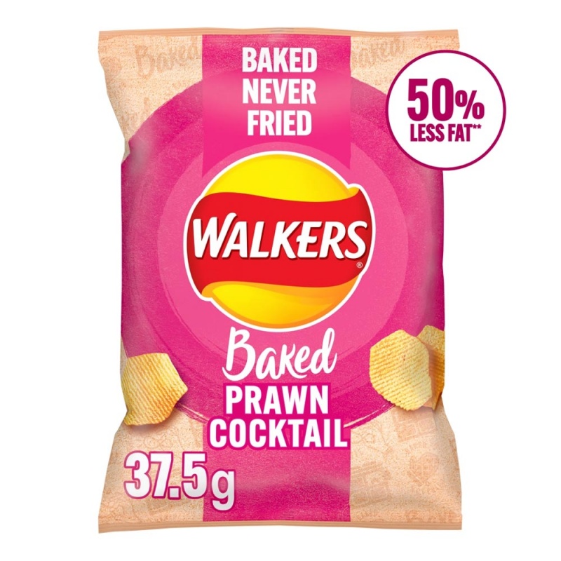Walkers Baked Prawn Cocktail Potato Crisps 37.5g (32 Pack)