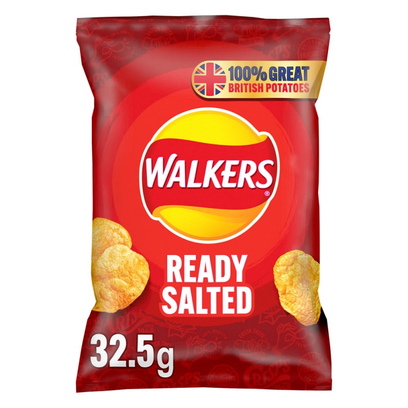 Walkers Ready Salted Crisps 32.5g (32 Pack)