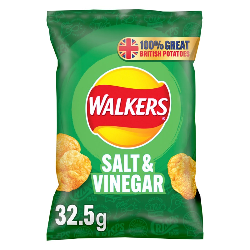 Walkers Salt & Vinegar Crisps 32.5g (32 Pack)
