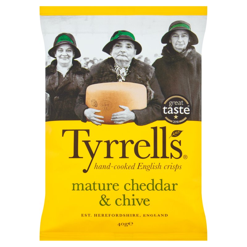 Tyrrell's Mature Cheddar & Chive Crisps 40g (24 Pack)