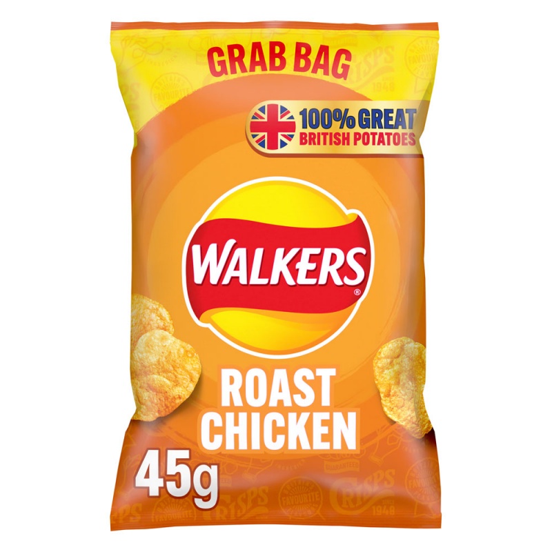 Walkers Roast Chicken Crisps Grab Bag 45g (32 Pack)