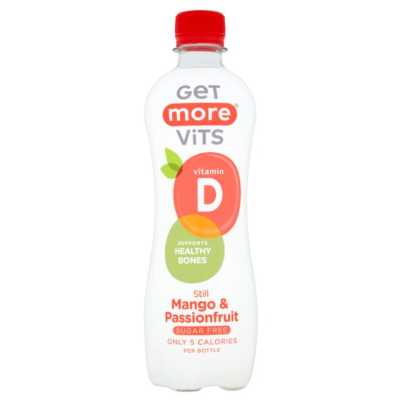 Get More Vits Vitamin D Still Mango & Passionfruit 500ml (12 Pack)