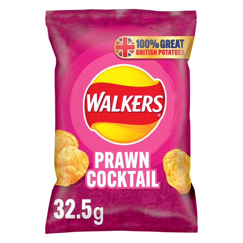 Walkers Prawn Cocktail Crisps 32.5g (32 Pack)