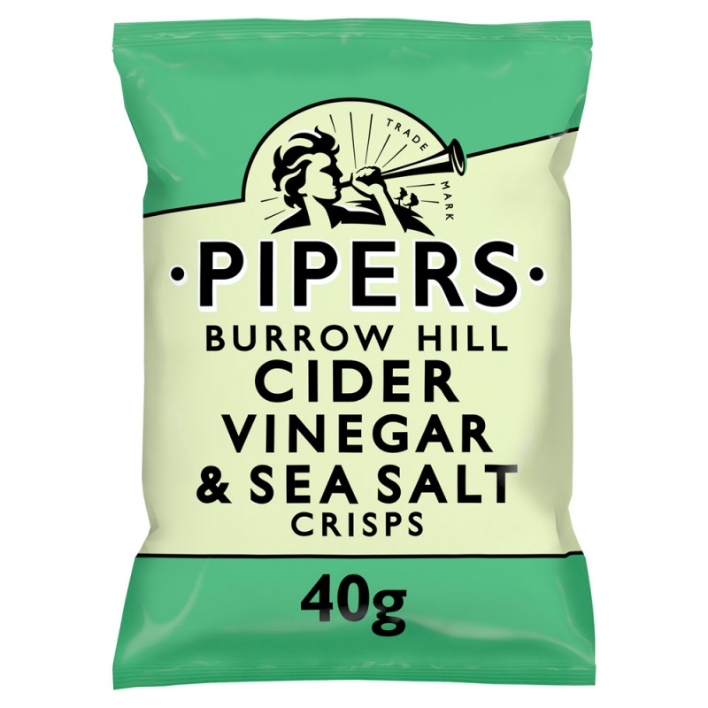 Pipers Burrow Hill Cider Vinegar & Sea Salt Crisps 40g (24 Pack)