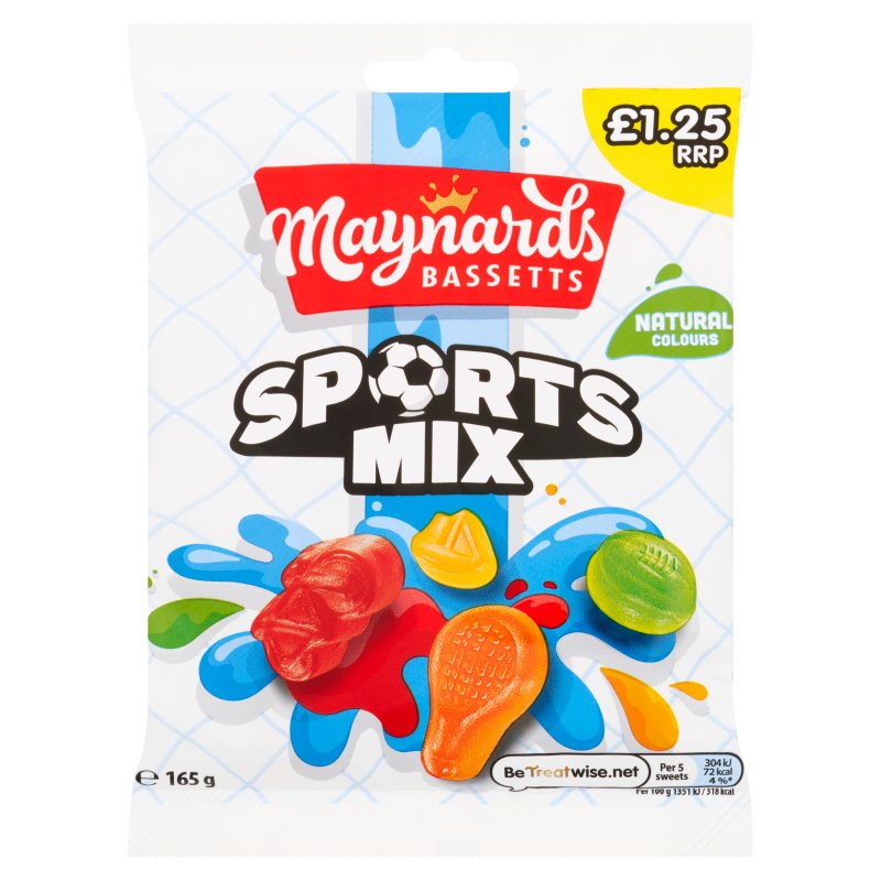Maynards Bassetts Sports Mix 165g (12 Pack) Price Marked Â£1.25