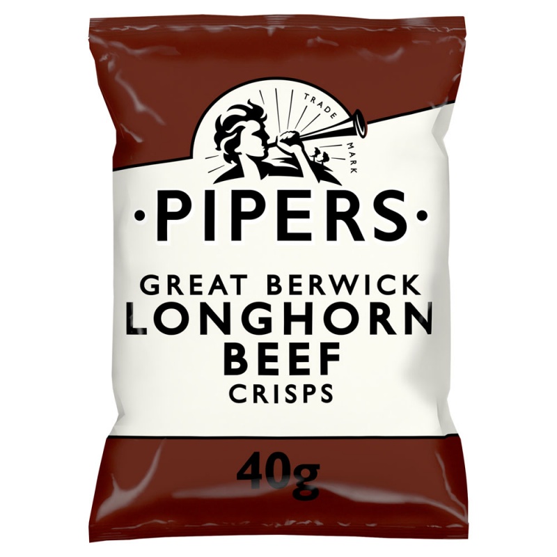 Pipers Great Berwick Longhorn Beef Crisps 40g (24 Pack)