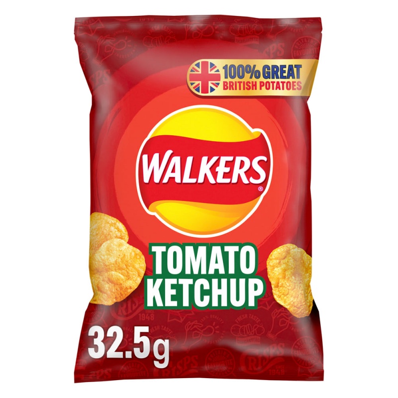 Walkers Tomato Ketchup Crisps 32.5g (32 Pack)
