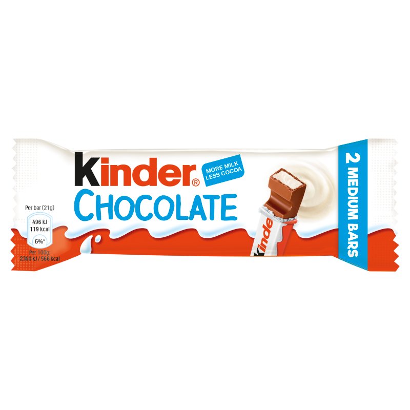 Kinder Chocolate 2 x Medium Chocolate Bar 42g (24 Pack)