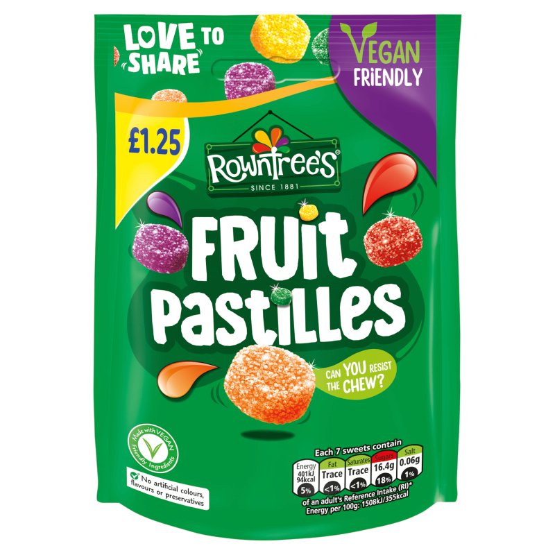 Rowntrees Fruit Pastilles 114g Pouch (10 Pack) Price Marked Â£1.25