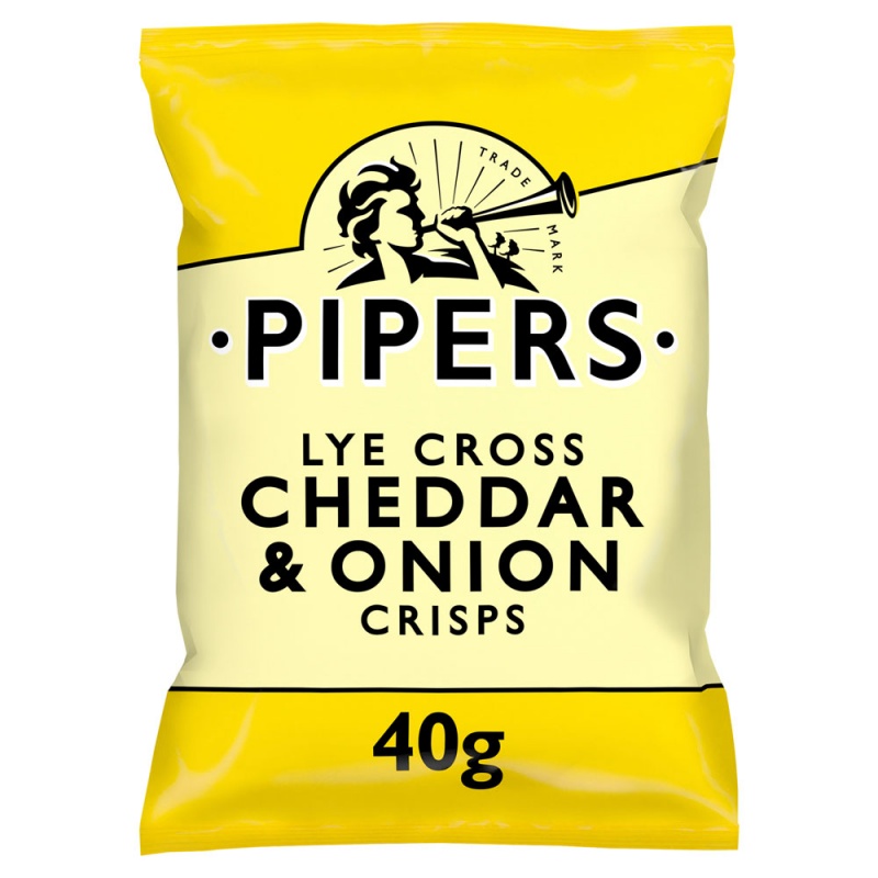 Pipers Lye Cross Cheddar & Onion Crisps 40g (24 Pack)